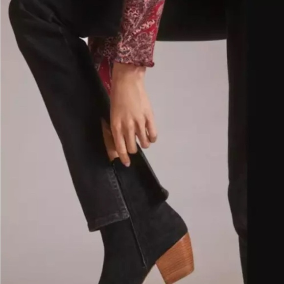 Anthropologie Pilcro Split Hem Straight Leg Jeans Women's 30 High Rise Black - Picture 2 of 6